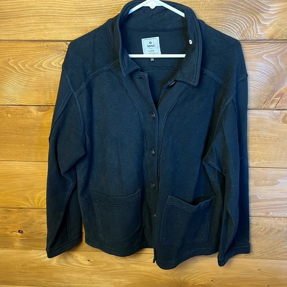 Kivul women’s Linen jacket Lg pockets black button down lightweight event office - Picture 1 of 9